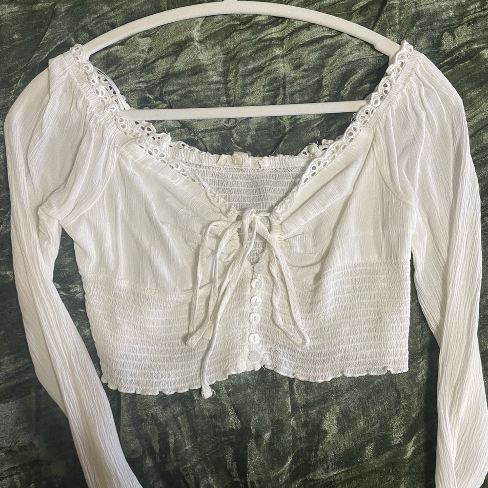 Pacsun White Long Sleeve Size S Crop Top